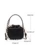 Mini Houndstooth Pattern Drawstring Decor Bucket Bag