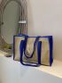 Colorblock Contrast Binding Straw Bag