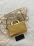 Metallic Crocodile Embossed Ring Handle Design Square Bag