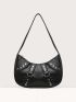 Studded Decor Hobo Bag
