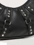 Studded Decor Hobo Bag