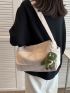 Minimalist Flap Square Bag With Cartoon Bag Charm