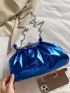 Neon Blue Kiss Lock Chain Ruched Bag