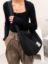 Patch Detail Hobo Bag