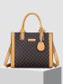 Geometric Pattern Square Bag With Bag Charm