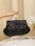 Sequin Decor Kiss Lock Evening Bag