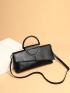 Snakeskin Flap Top Handle Square Bag