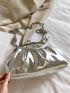 Metallic Kiss Lock Chain Ruched Bag