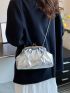 Metallic Kiss Lock Chain Ruched Bag