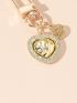 Letter & Rhinestone Detail Heart Decor Bag Charm