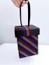 Mini Rhinestone Decor Top Handle Box Bag
