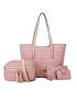 4pcs Grid Print Tassel Decor Tote Bag Set, Best Work Bag For Women