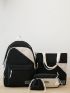 4pcs Two Tone Functional Backpack Set