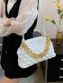 Quilted Chain Decor Ruched Bag