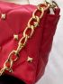 Quilted Studded Decor Chain Flap Square Bag
