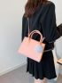 Chevron Pattern Felt Square Bag With Pom Pom Charm