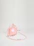 Chevron Pattern Felt Square Bag With Pom Pom Charm