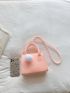 Chevron Pattern Felt Square Bag With Pom Pom Charm