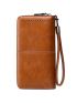 Hollow Out Vintage Solid Color Long Wallet, Artificial Leather Multifunctional Purse, Clutch Bag With Wristband
