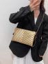Metallic Chevron Quilted Chain Square Bag