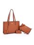 3pcs Braided Embossed Tote Bag Set, Best Work Bag For Women