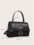Crocodile Embossed Flap Square Bag