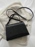 Crocodile Embossed Flap Square Bag