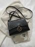 Crocodile Embossed Flap Square Bag