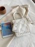 Rhinestone Decor Embossed Square Bag With Coin Purse