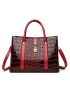 3pcs Crocodile Embossed Top Handle Bag Set