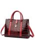 3pcs Crocodile Embossed Top Handle Bag Set
