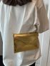 Metallic Crocodile Embossed Flap Square Bag