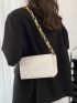 Quilted Chain Flap Square Bag