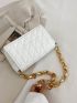 Quilted Chain Flap Square Bag