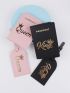 4pcs Crown & Letter Graphic Passport Cases With Luggage Tags