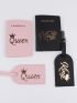 4pcs Crown & Letter Graphic Passport Cases With Luggage Tags