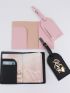 4pcs Crown & Letter Graphic Passport Cases With Luggage Tags