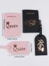 4pcs Crown & Letter Graphic Passport Cases With Luggage Tags