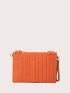 Mini Flap Straw Bag Paper Raw Hem Neon Orange