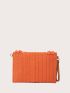 Mini Flap Straw Bag Paper Raw Hem Neon Orange