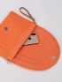 Mini Flap Straw Bag Paper Raw Hem Neon Orange