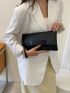 Crocodile Embossed Square Bag With Wristlet