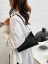 Snakeskin Zipper Baguette Bag