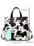 Cow Pattern Top Handle Bag With Square Bag