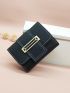 Geometric Decor Litchi Embossed Small Wallet
