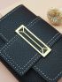 Geometric Decor Litchi Embossed Small Wallet
