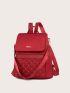 Letter & Studded Decor Quilted Flap Backpack