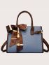 Snakeskin Embossed Twilly Scarf Decor Square Bag
