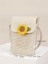 Sunflower Decor Flap Straw Phone Wallet