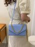 Small Square Bag Blue Chain Decor Flap For Daily